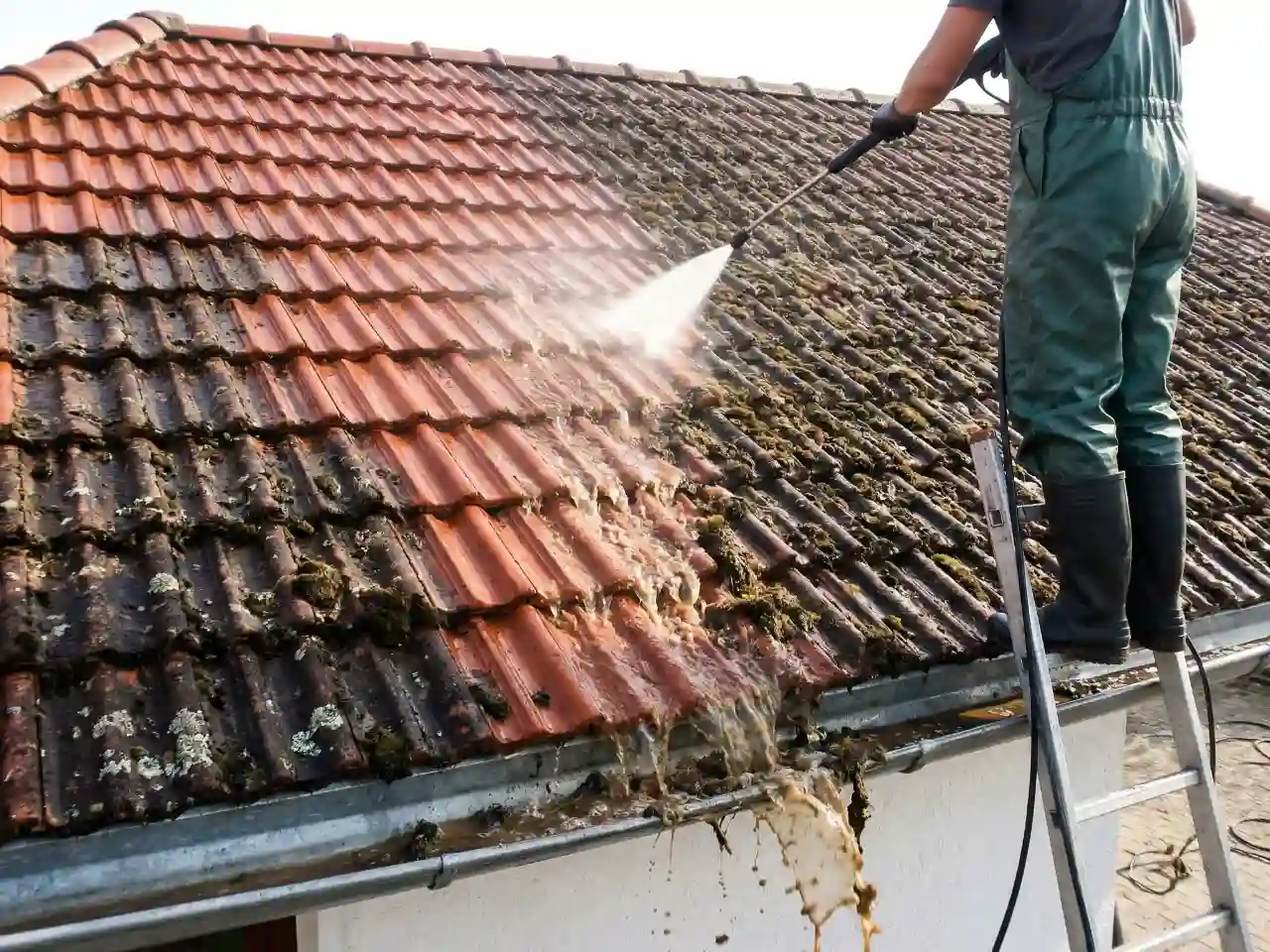 Nettoyage haute pression adapte aux toitures de la Cote d'Opale